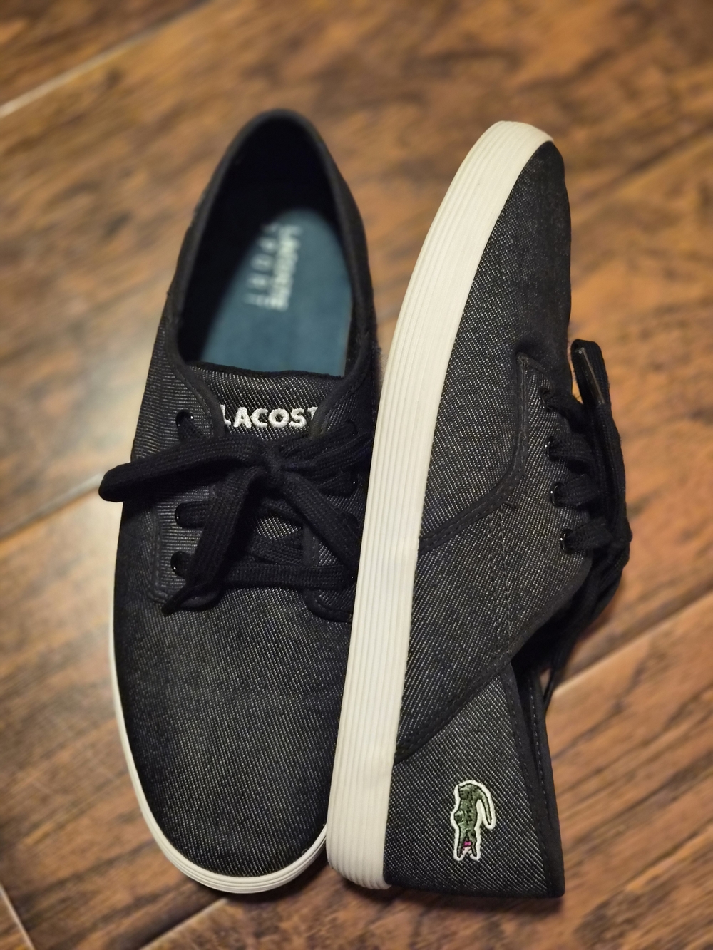 Lacoste Men’s Black Canvas Low-Profile Sneakers with White Sole